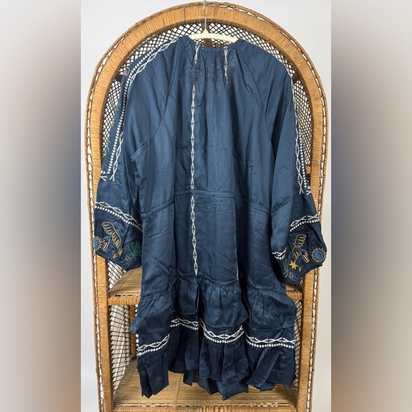 Johnny Was Lexie Tiered Mini Dress Navy Embroidered Petite Small NWT $350 - Picture 7 of 10